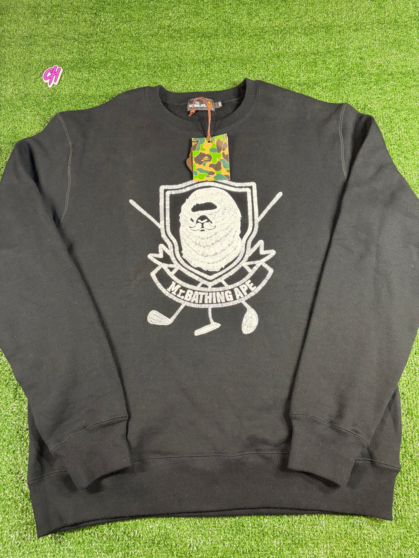 Bape 'Mr. Bathing Ape' Black Crewneck Sweater Size Small