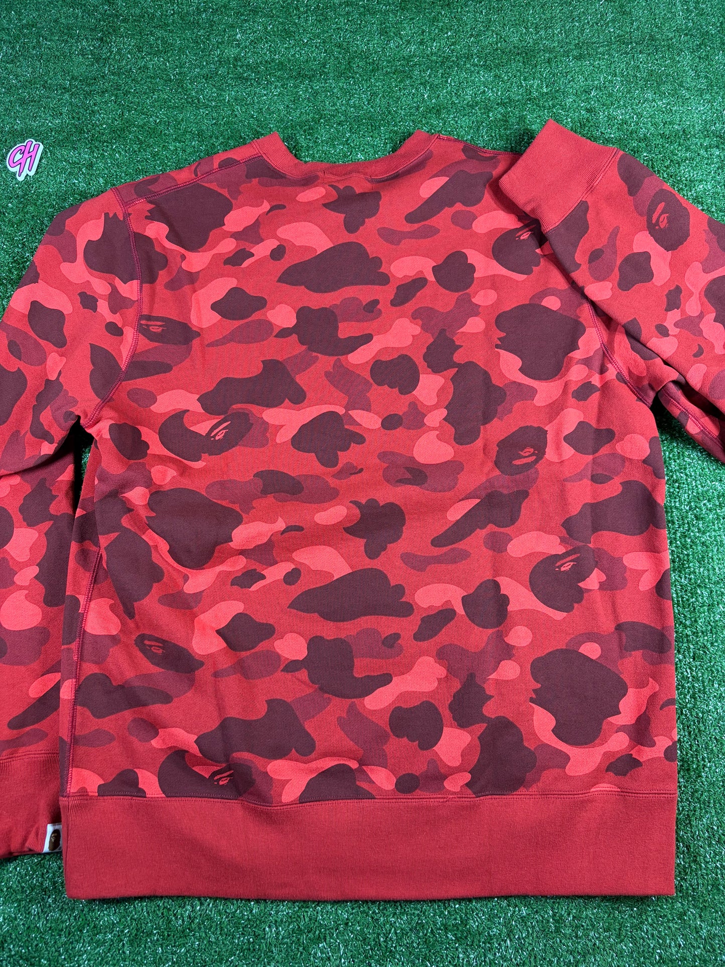 BAPE Color Camo College Red Crewneck Sweater Size XXL