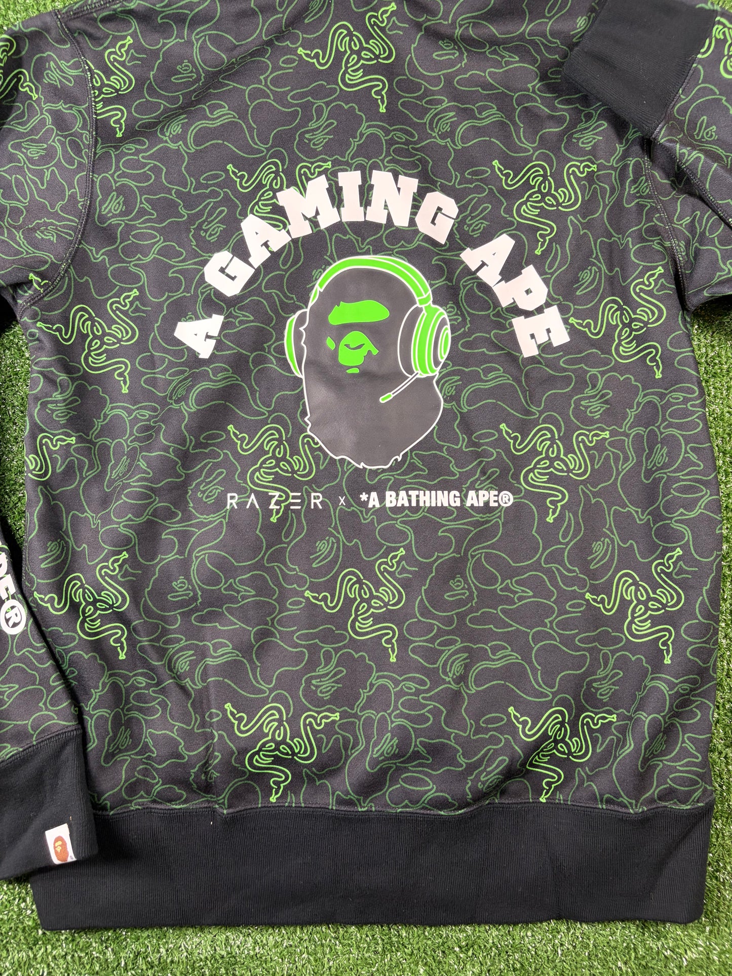 Bape X Razer Neon Camo Full-Zip Hoodie Size Large