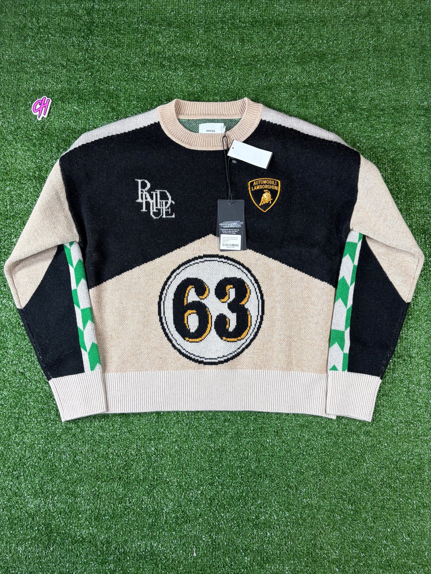 Men's RHUDE X Lamborghini Authentic Knitted Crewneck Sweater SM MSRP: $2,360