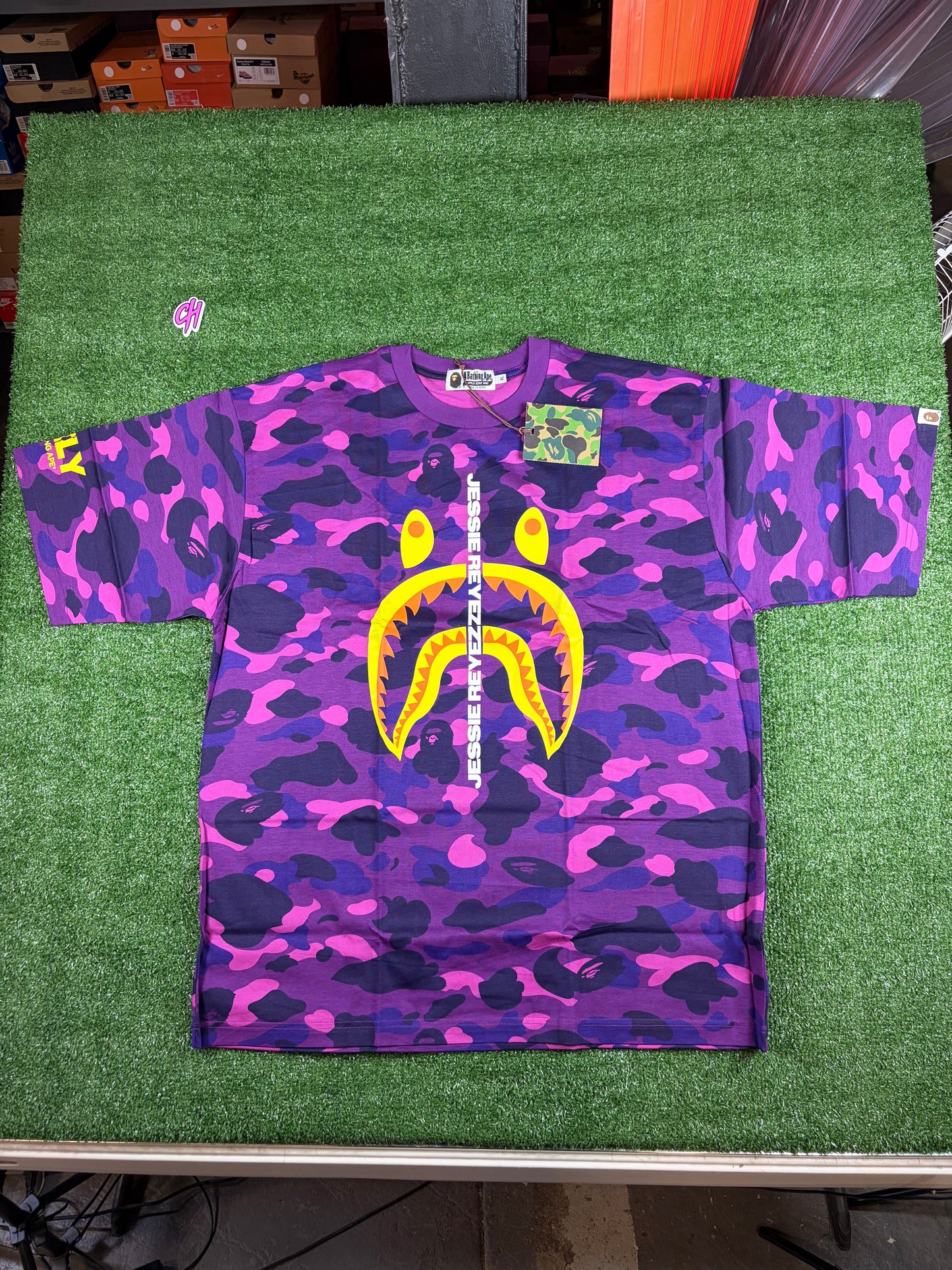 BAPE X Jessie Reyez Purple Shark Camo T-Shirt Size Large
