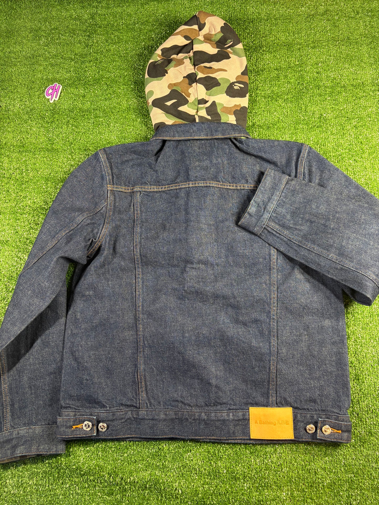 Bape APC 1st Camo Hooded Denim Jacket Size XL