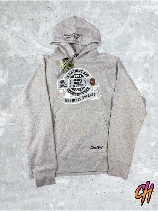 BAPE x Neighborhood Relaxed Fit Grey Pullover Hoodie Large