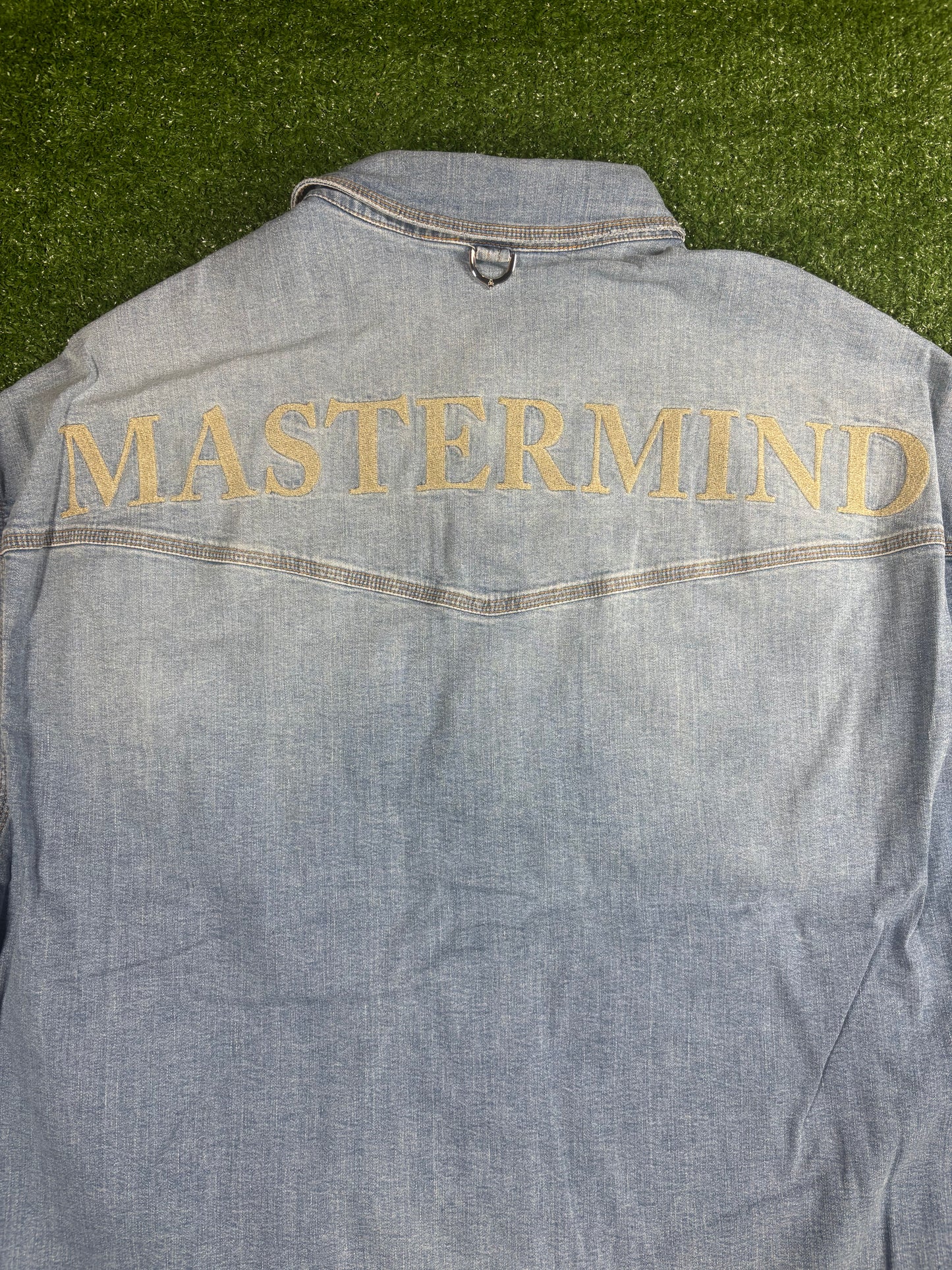 Mastermind Vs. Bape Light Oz Washed Denim Shirt Size Large