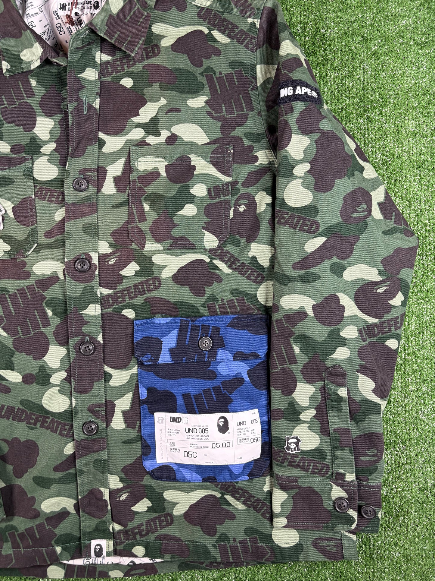 BAPE X Undefeated Color Camo Flannel Jacket Size XL