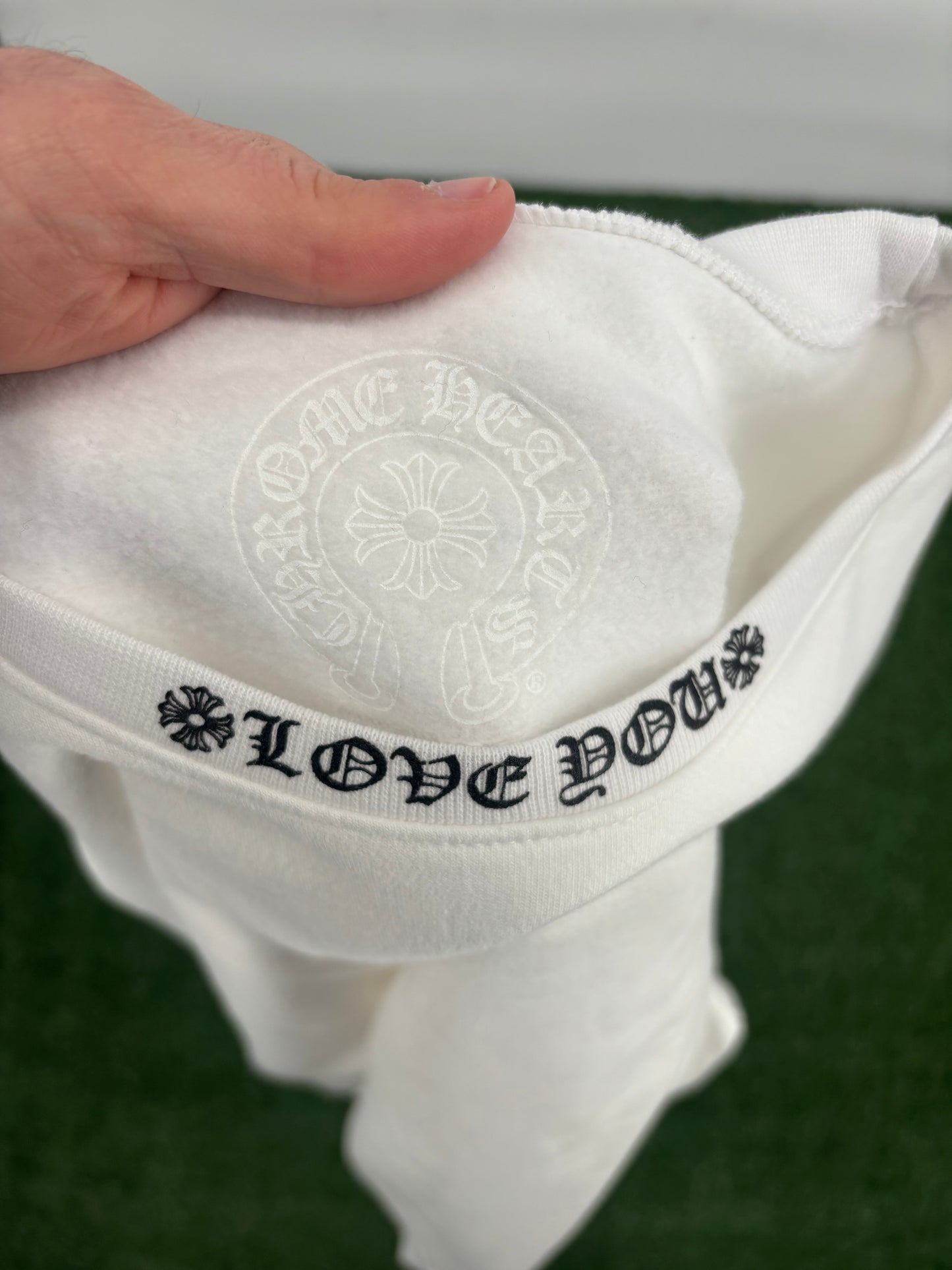 Chrome Hearts "Love You" Letter White Crewneck Sweater Size Large