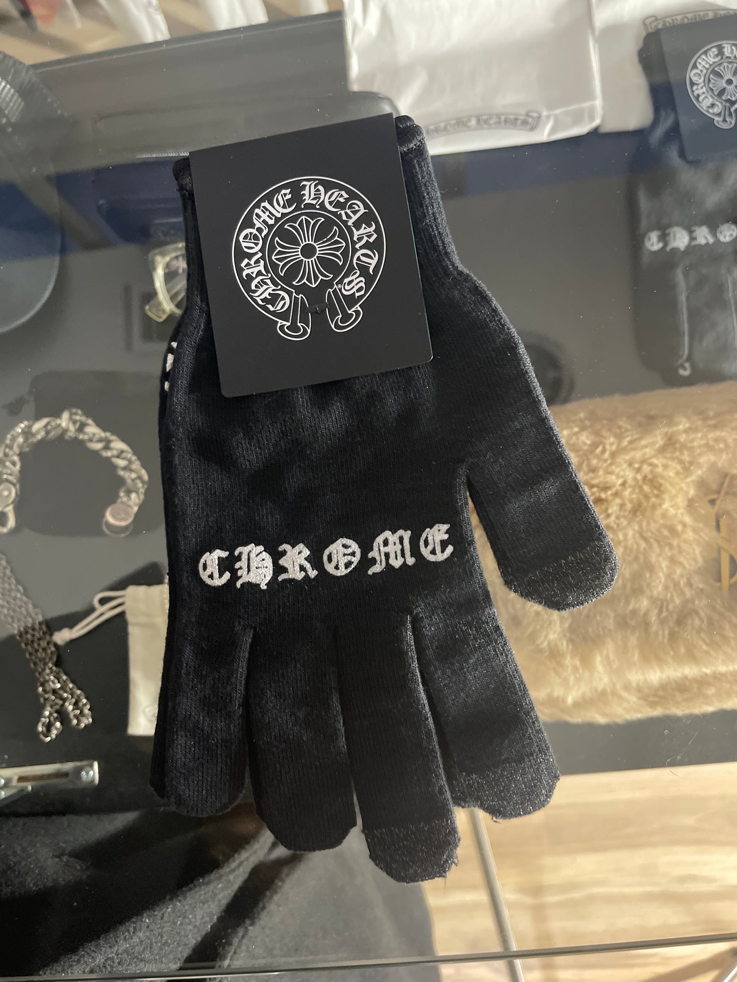 Chrome Hearts Script Cross Logo Work Gloves Size Large