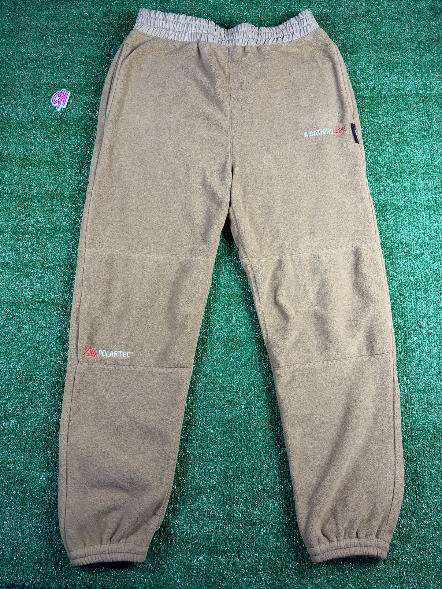 BAPE PolarTech Fleece Beige Drawstring Pants Size Large