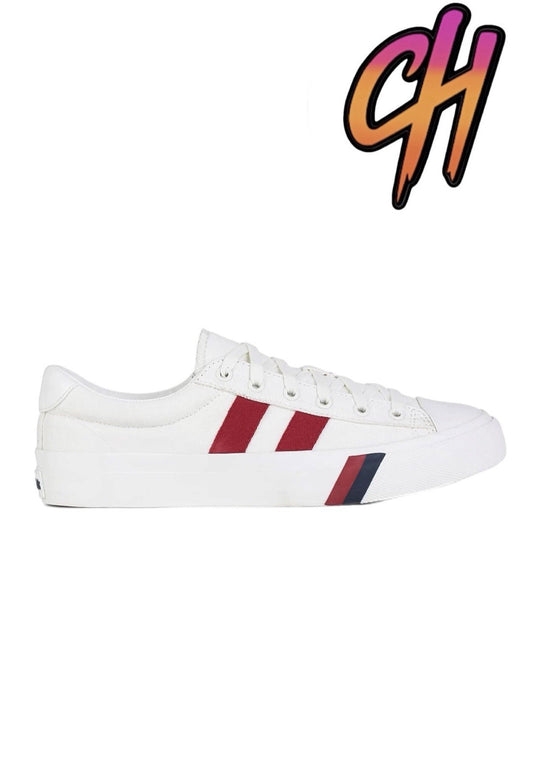 Pro-Keds Royal Plus Lace Up White Red Canvas Shoes Sneaker