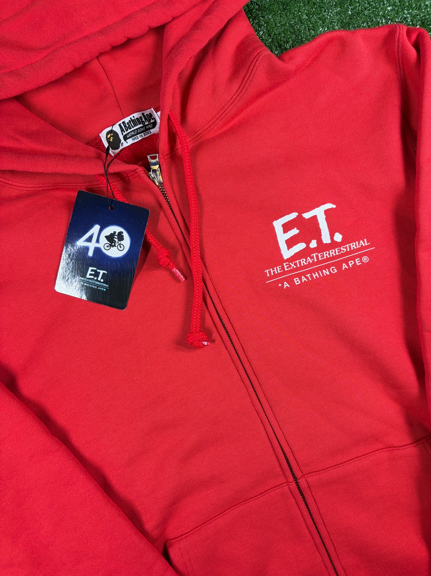 Bape X E.T. Ape Head Red Full Zip-Up Hoodie Size XL