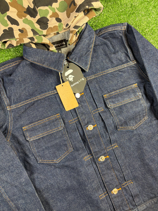 Bape APC 1st Camo Hooded Denim Jacket Size XL