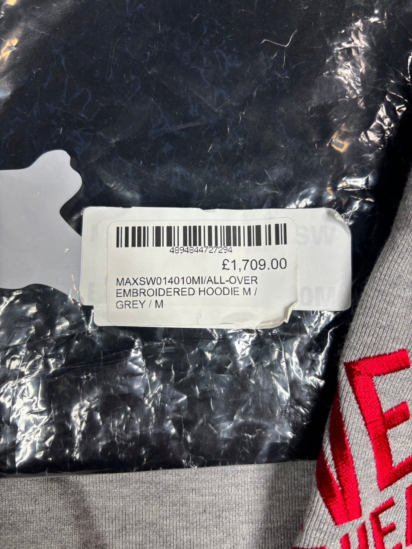 Mastrmind World Vs. Bape All-Over Embroidered Grey Hoodie Size Medium