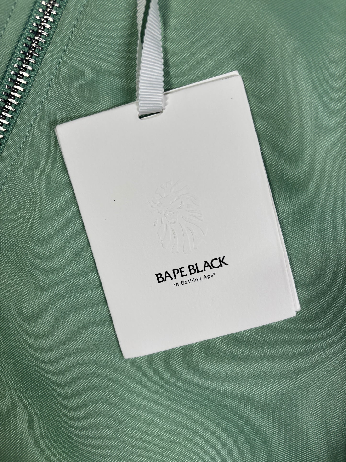 Bape Black Teal Satin Bomber Jacket Size Large (MSRP: $900.00)