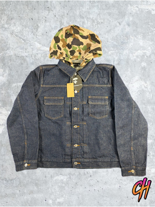 Bape APC 1st Camo Hooded Denim Jacket Size XL