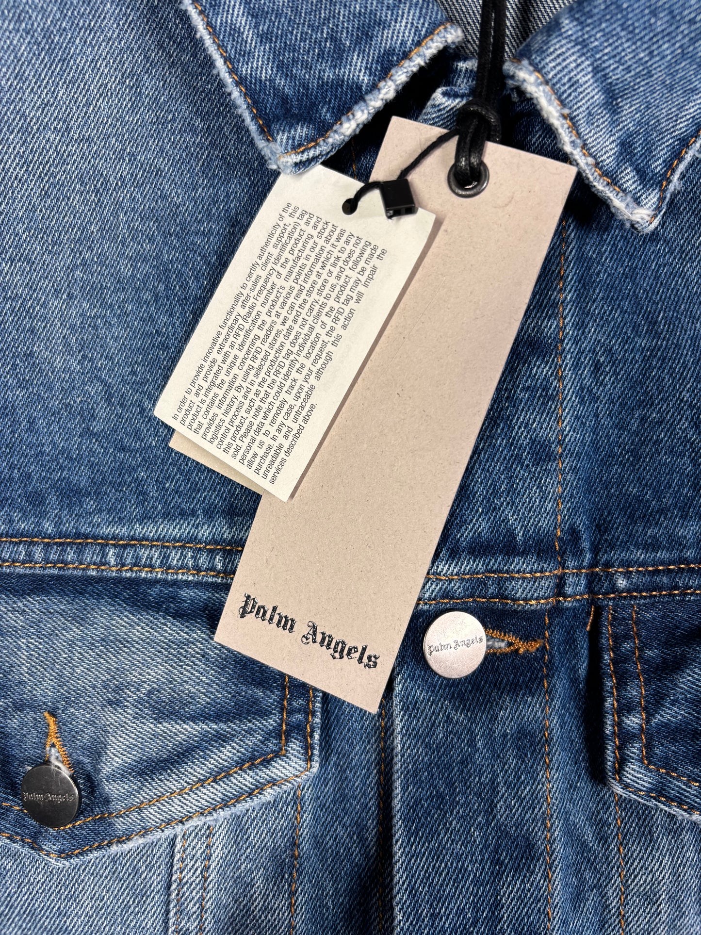 Palm Angels Indigo Track Denim Jacket Size XL (MSRP: $825)