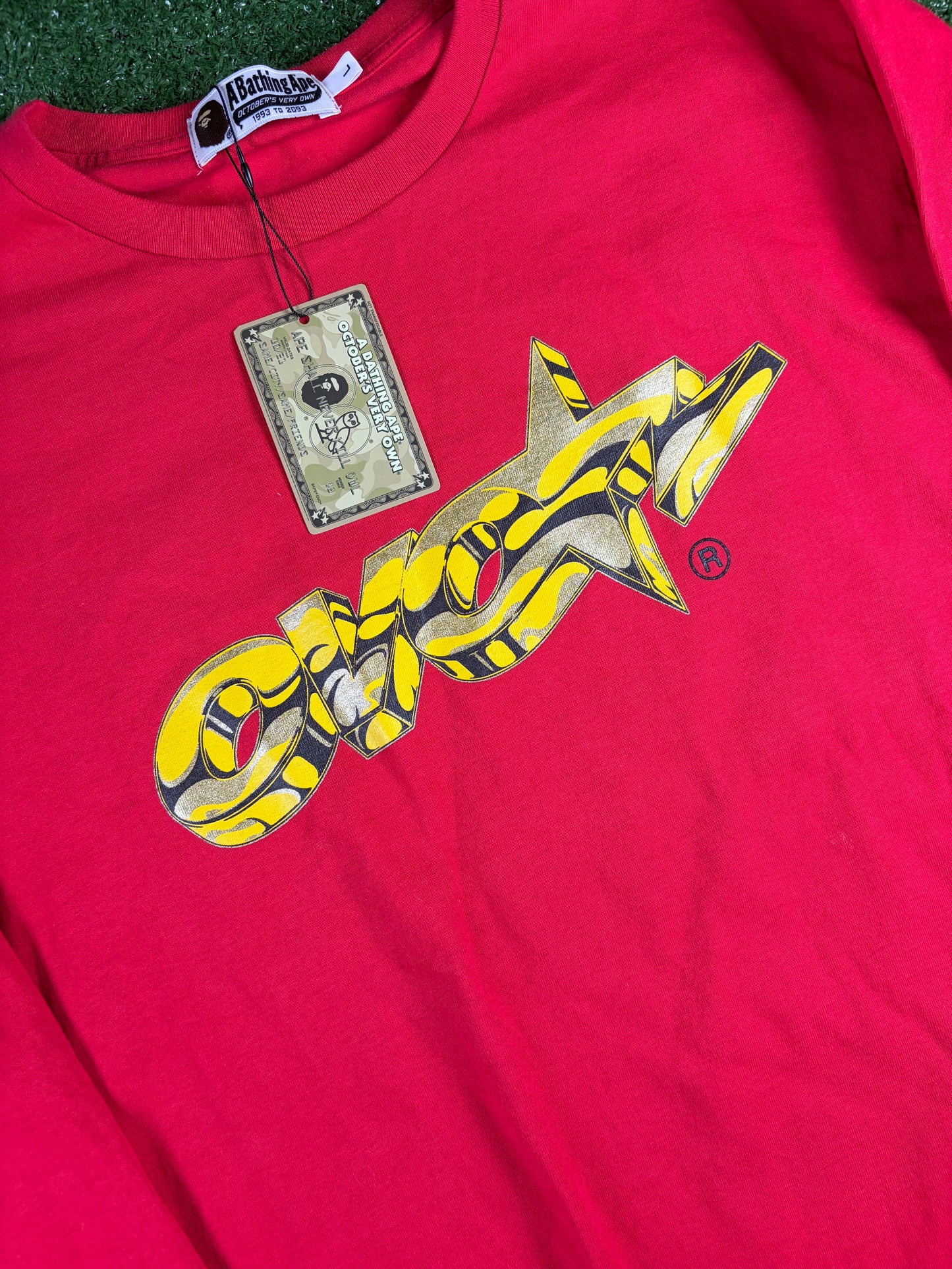 BAPE x OVO Red Long Sleeve T-Shirt Size Large