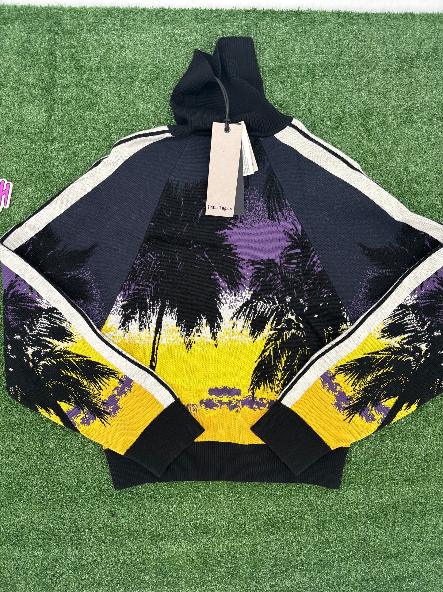 Palm Angels Womens Sunset Turtleneck Sweater Purple Black Size Large