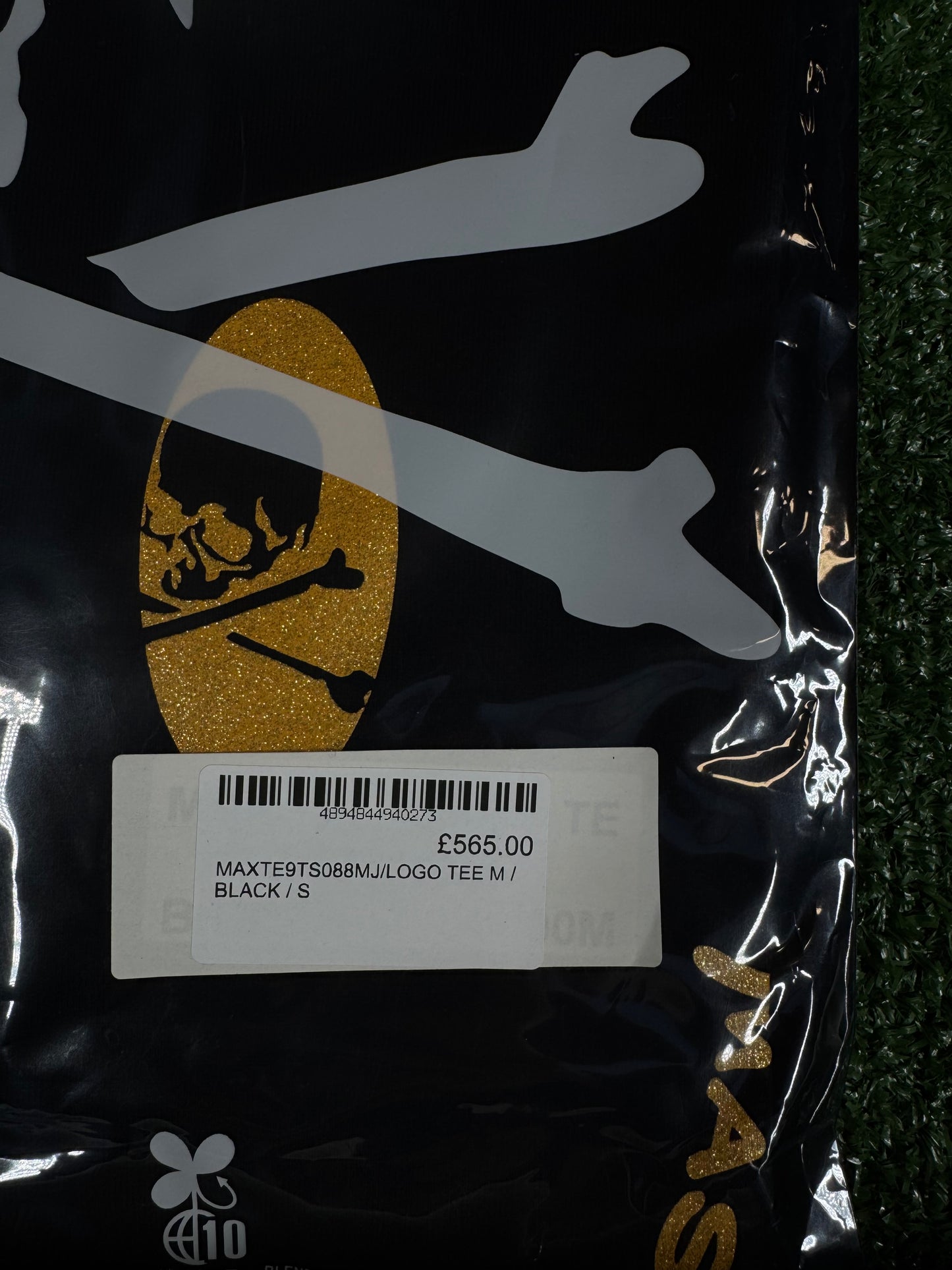 Mastermind World Gold Smiley Face Graphic Black T-Shirt Size Small