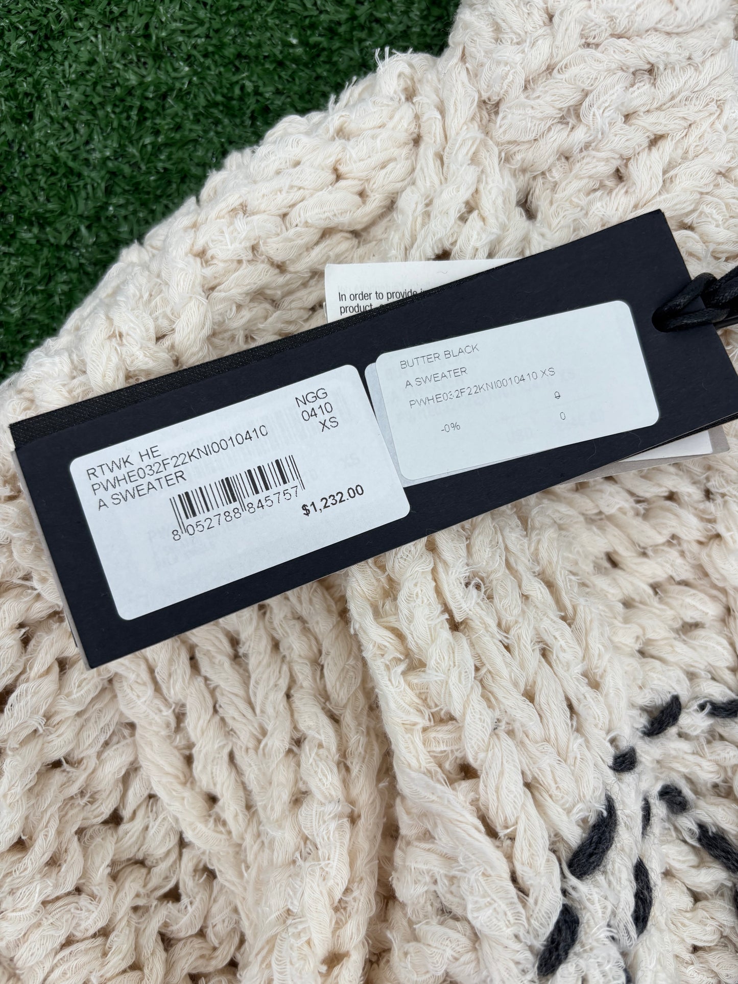 Palm Angels Butter Black Knitted A Sweater Size XS (MSRP: $1,232.00)