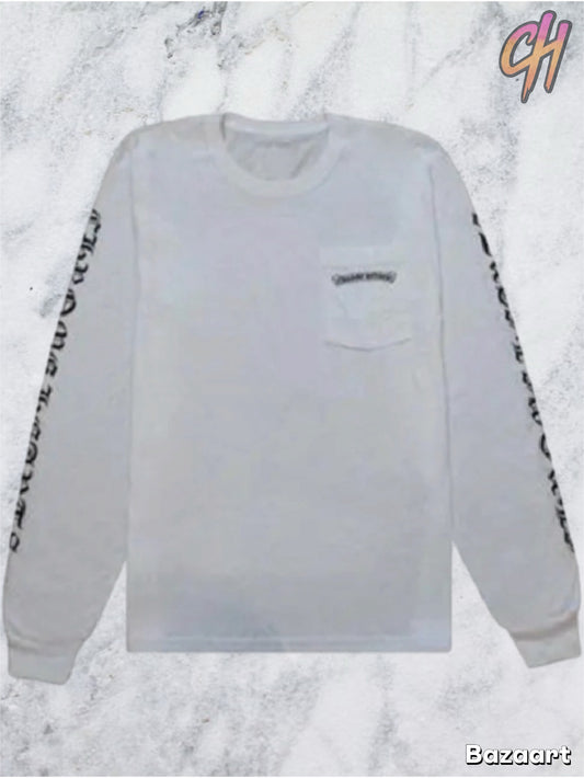 Chrome Hearts Scroll Logo White Pocket L/S T-Shirt Size Large