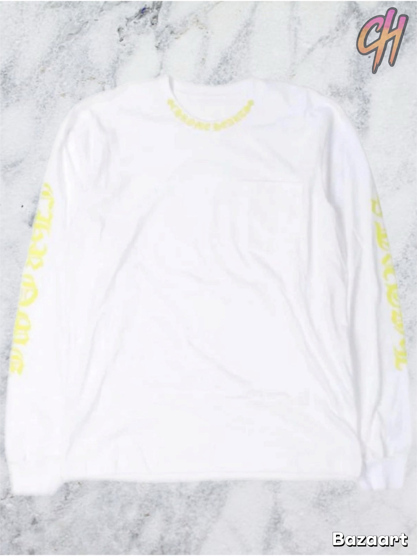 Chrome Hearts Neck Logo Longsleeve Shirt Whit & Yellow Exclusive