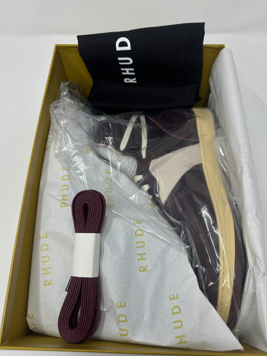 RHUDE Authentic Rhecess Hi Sneaker- Maroon -MSRP:$670.00 Size 12 Mens Shoe