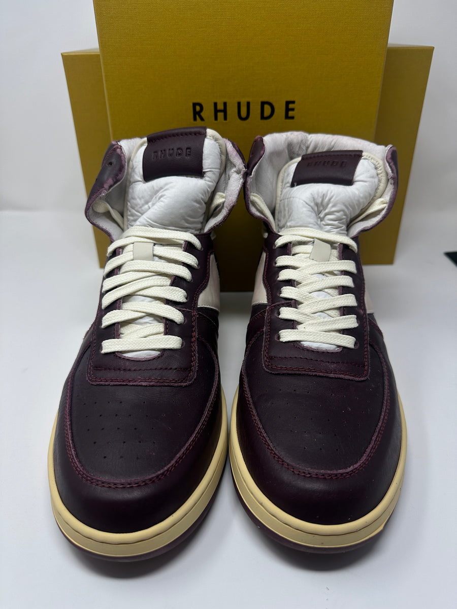 RHUDE Authentic Rhecess Hi Sneaker- Maroon -MSRP:$670.00 Size 12 Mens Shoe