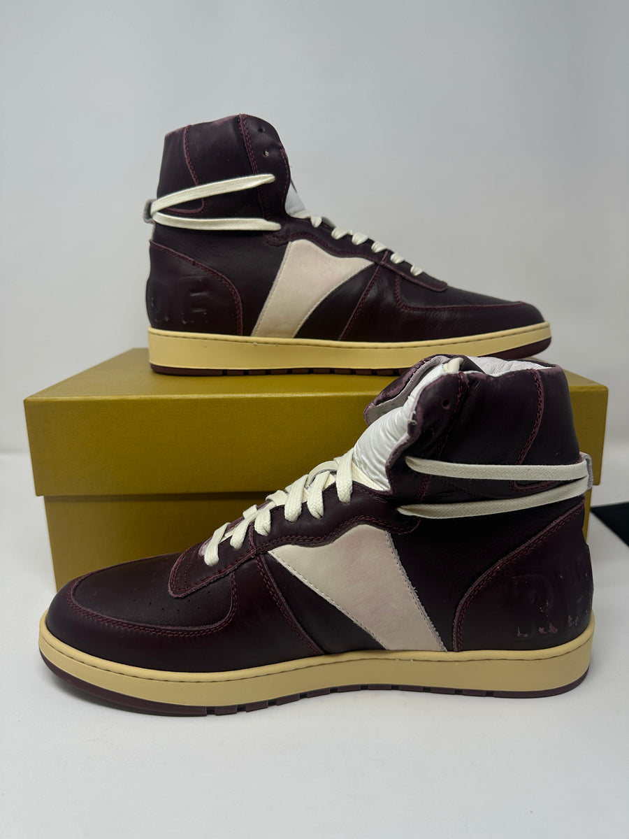 RHUDE Authentic Rhecess Hi Sneaker- Maroon -MSRP:$670.00 Size 12 Mens Shoe