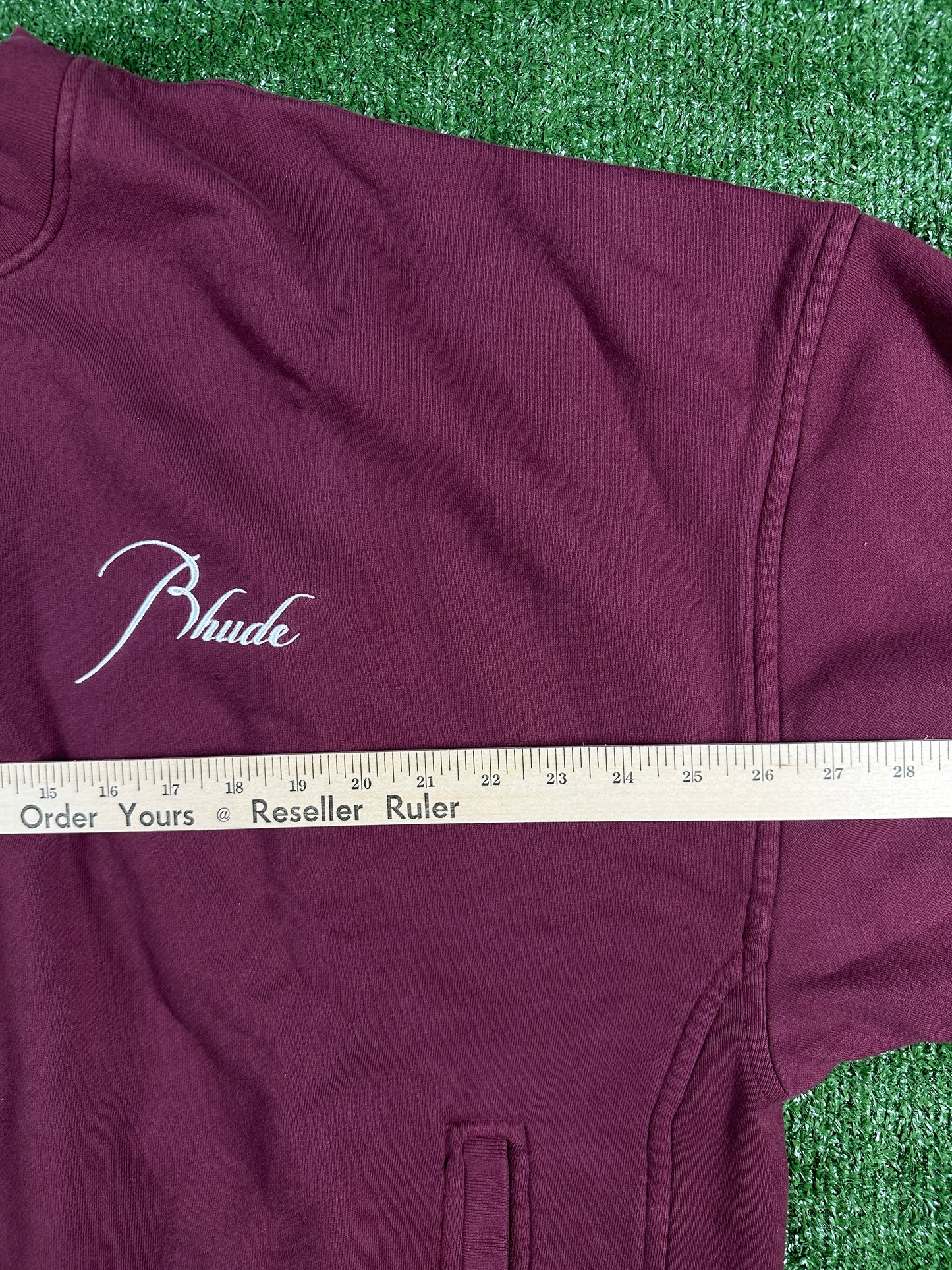 RHUDE Authentic Embroidered Crewneck Sweater-Burgundy-Size Large Mens MSRP:$680.00