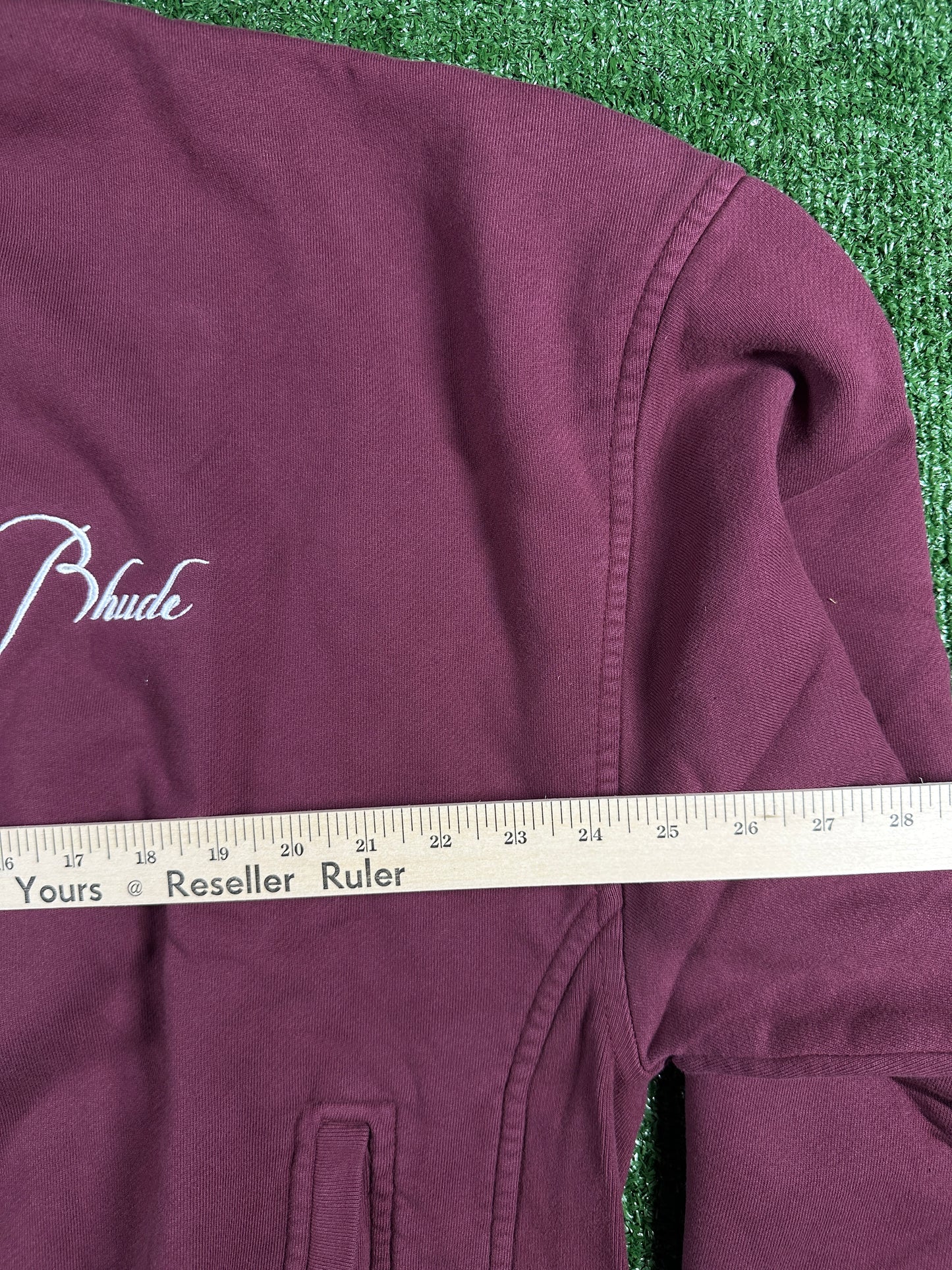 RHUDE Authentic Embroidered Crewneck Sweater-Burgundy-Size Small Mens MSRP:$680.00