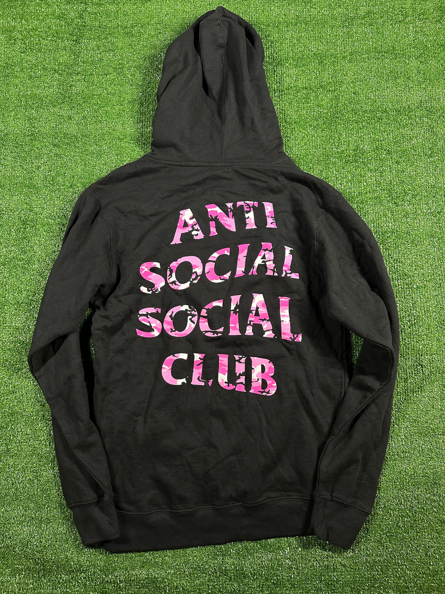 Anti-Social Club X Undeafeted Exclusive Black/Pink Pullover Hoodie - Size Small