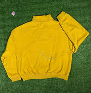 RHUDE Authentic Men's Mustard Heavyweight Embroidered Quarter Zip Sweatshirt SM - MSRP: $750