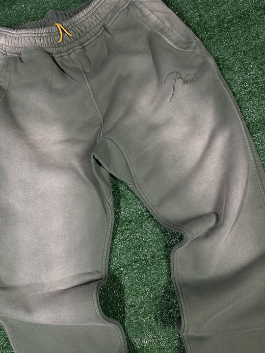 RHUDE Authentic Men's Sundry Olive Heavyweight Embroidered Logo Sweatpants LG MSRP: $765.00