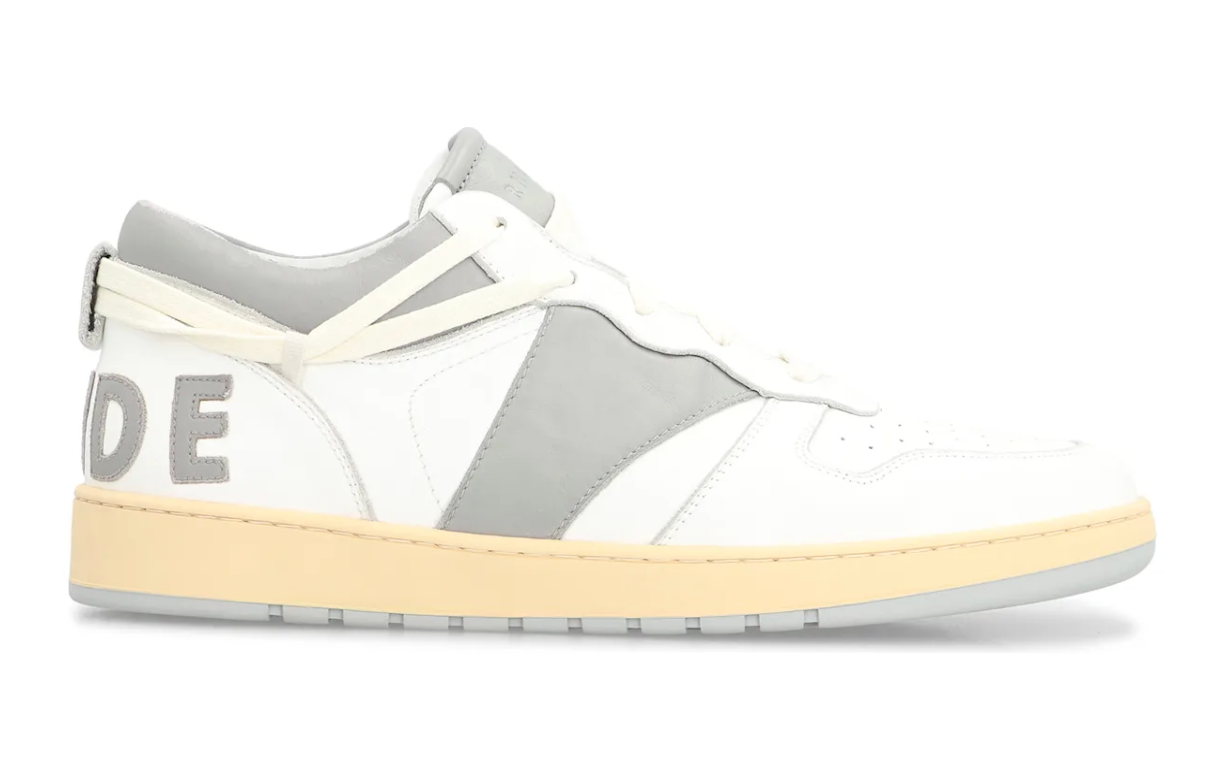 Rhude Rhecess Leather Low-Top Sneaker- White/Grey Size 9 Mens Shoe