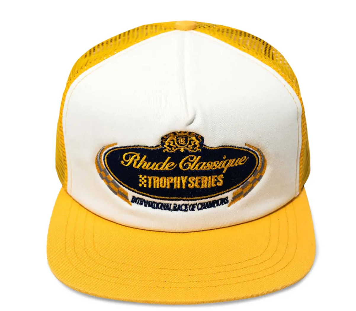 Rhude Trophy Series Foam Hat - Mustard/Creme MSRP $192