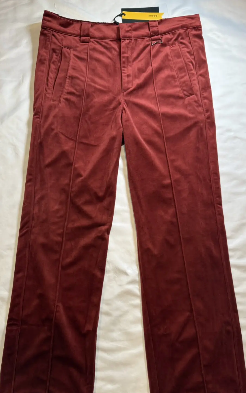 Rhude Velvet Track Pant - Maroon MSRP $1,200