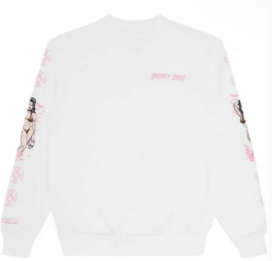 Chrome Hearts Deadly Doll White Pin Up Sweatshirt PRE OWNED