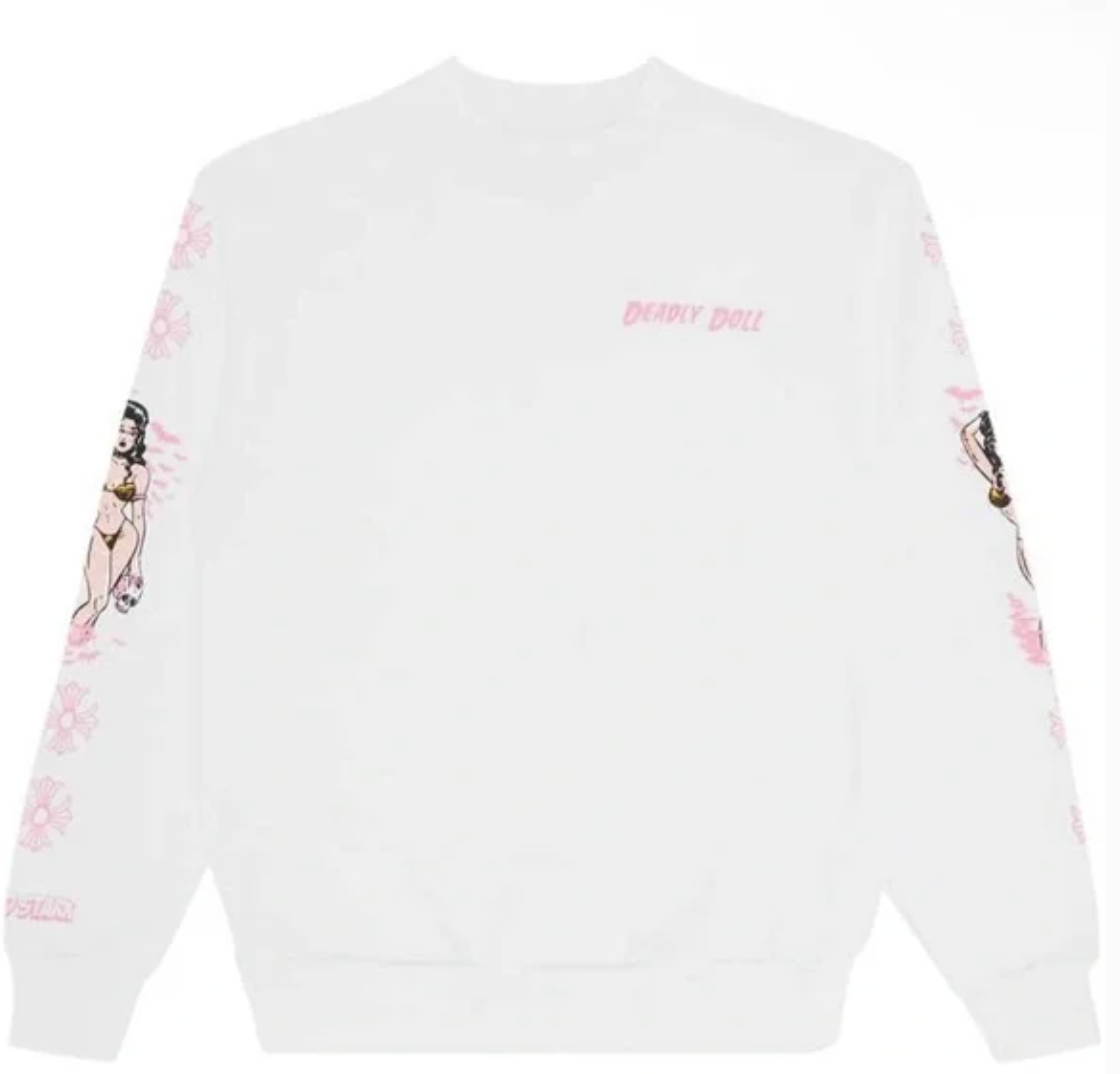 Chrome Hearts Deadly Doll White Pin Up Sweatshirt PRE OWNED