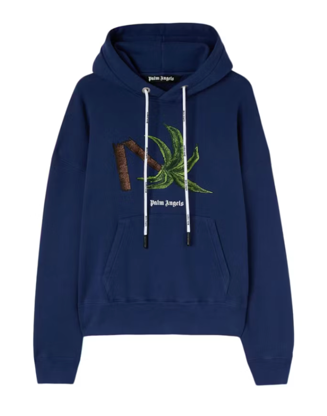 Palm Angels Broken Palm Hoody Navy Blue/Green Size Small
