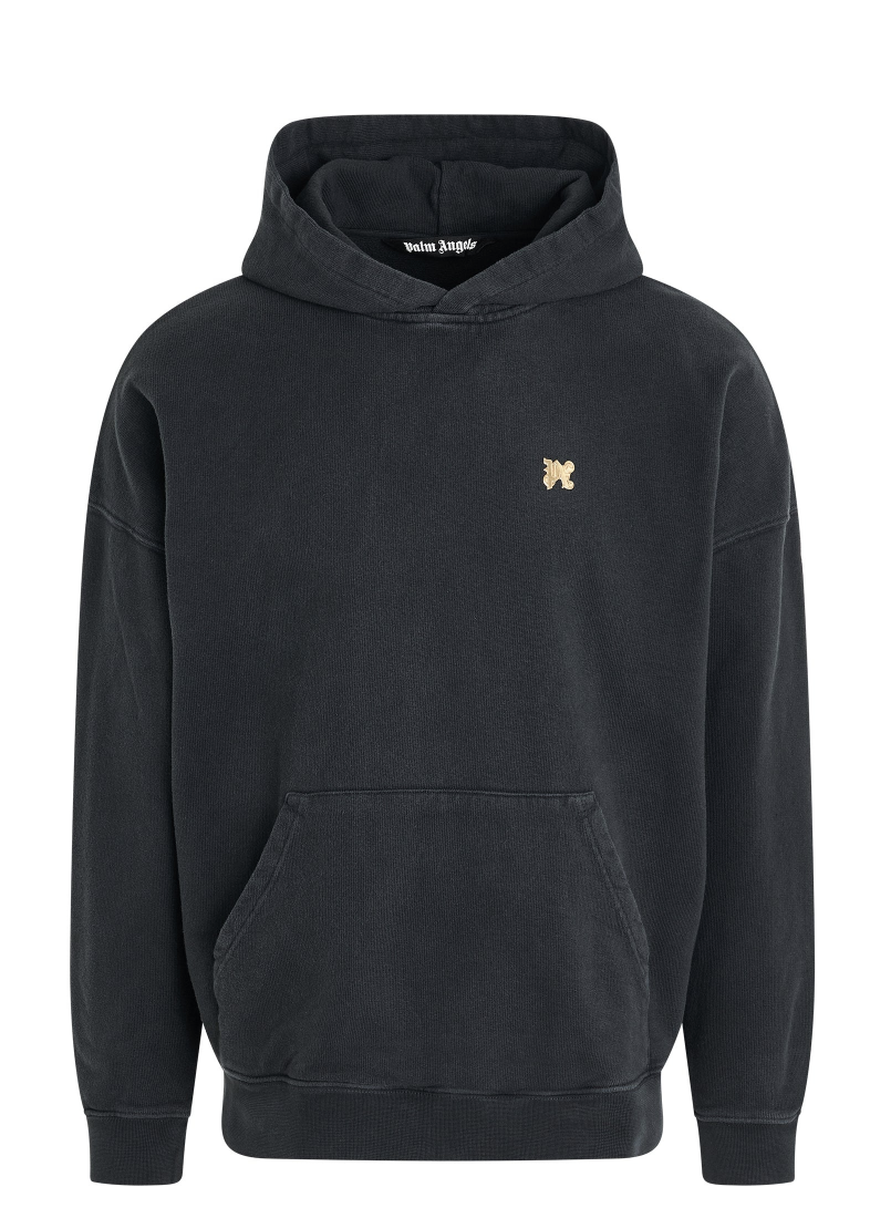 Palm Angels Back Burning Monogram Hoody Black/Gold Size XL