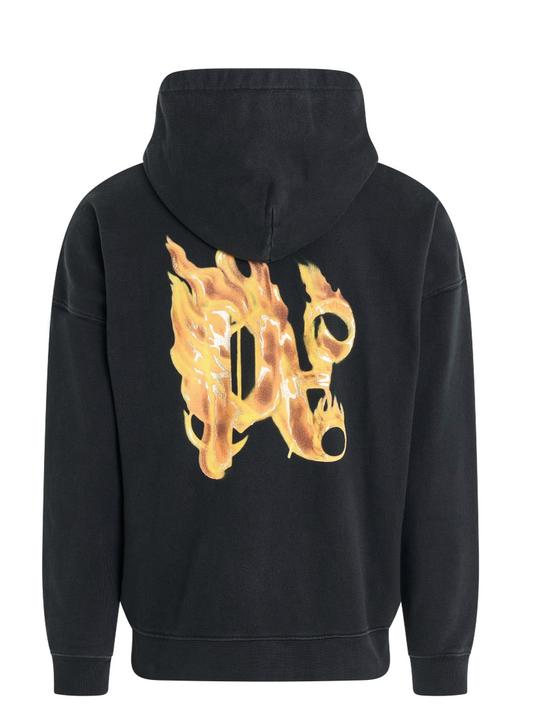 Palm Angels Back Burning Monogram Hoody Black/Gold Size XL