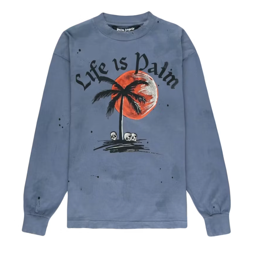 Palm Angels Sunset Palm Classic Tee Indigo/Black Size Extra Small (XS)