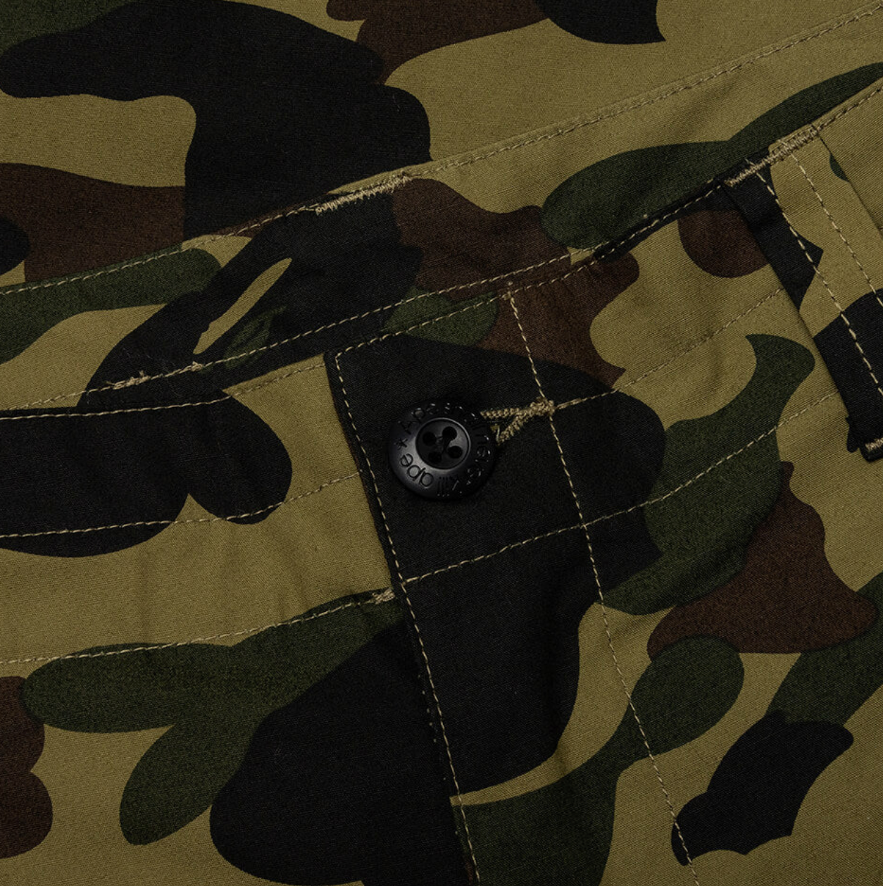 A Bathing Ape BAPE 1st Camo Green 6 Pocket Pants Size Small Mens