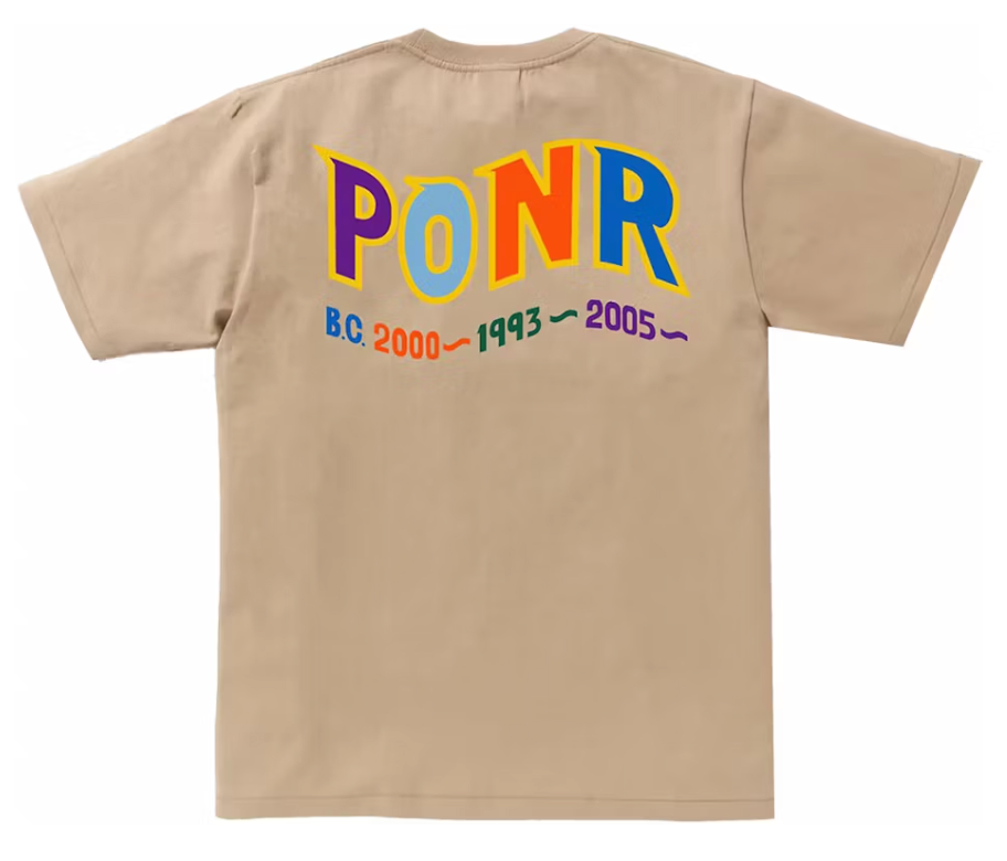 A Bathing Ape BAPE Colors Shark PONR Tee Beige Size Medium Mens