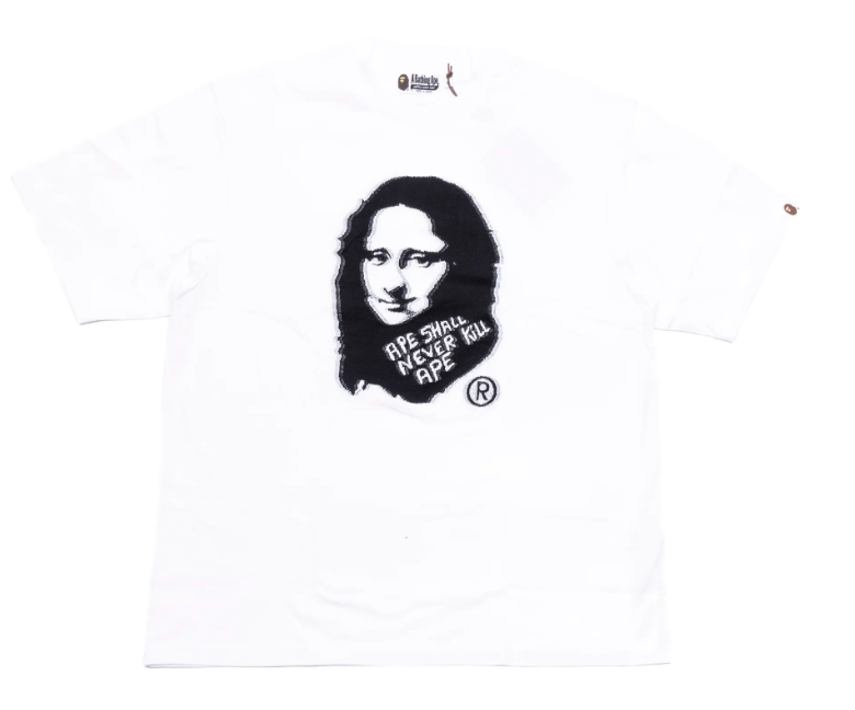 A Bathing Ape BAPE Art Print Jacquard Tee in White Size Small Mens