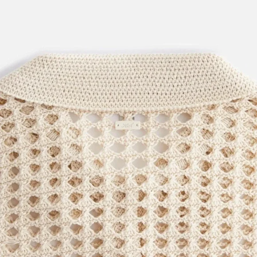 Kith Women's Rhea Knit Beige Polo Top Size Medium