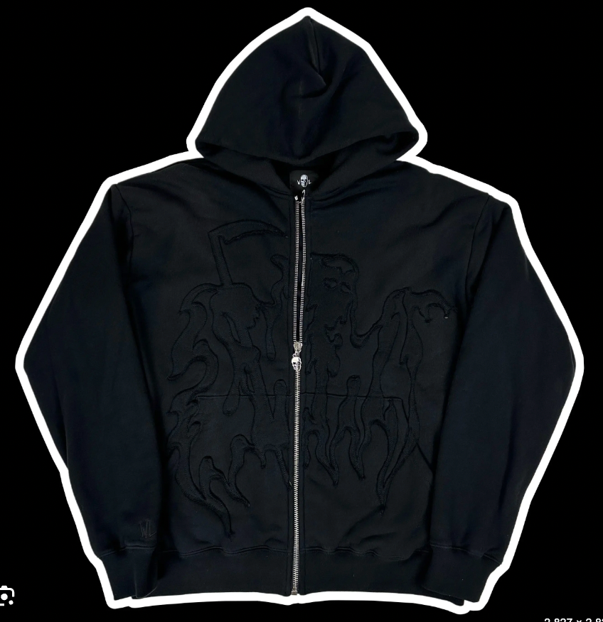 NEW Warren Lotas Exclusive 'Lazer Cut' Black Zip-Up Hoodie MD