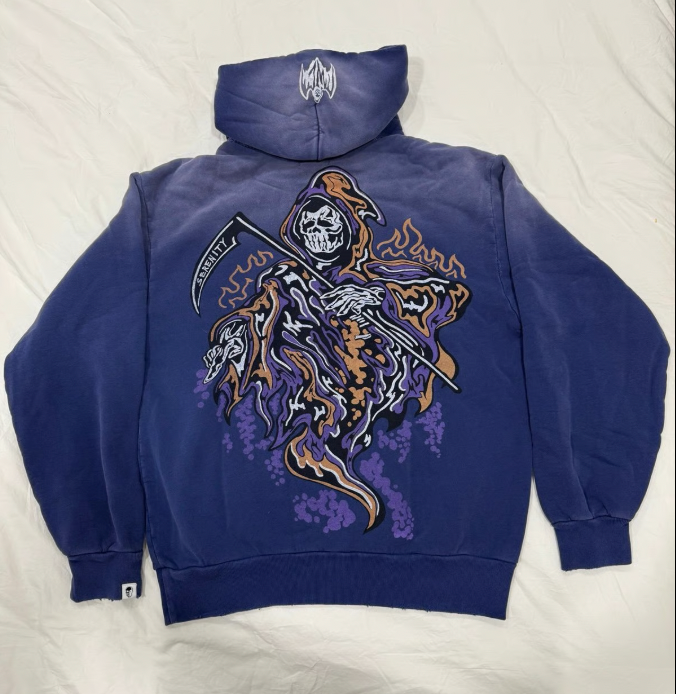 NEW Warren Lotas 'Serenity Scythe' Graphic Blue Pullover Hoodie SM