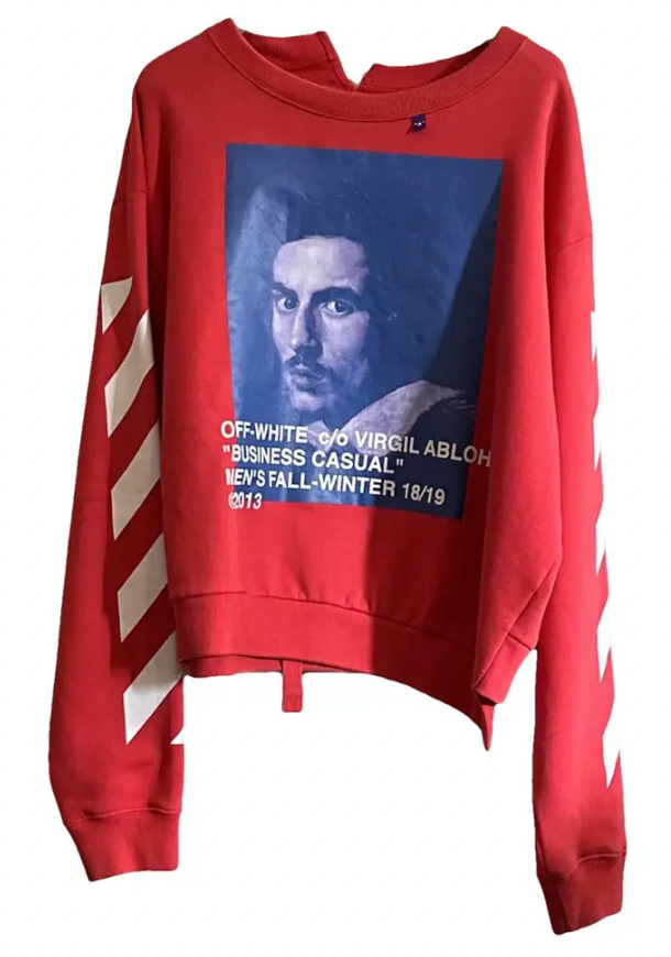 Off-White Photograph 'Business Casual' Red Crewneck Sweater FW 18 Exclusive MD