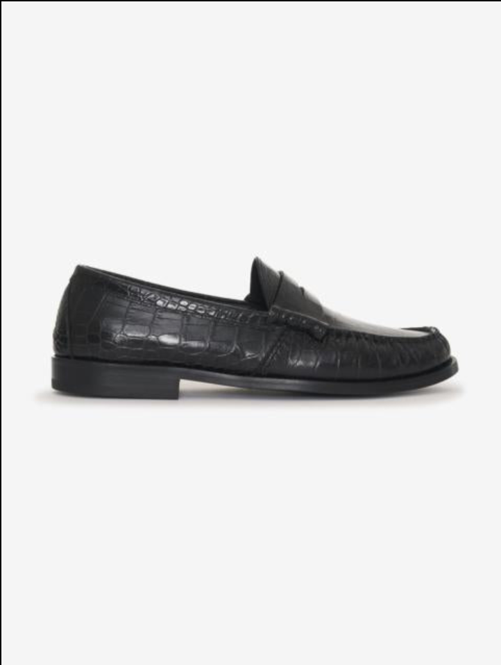 RHUDE Authentic Men's Slip On Loafer Shoes 'Black Croc' Size 7M MSRP $695